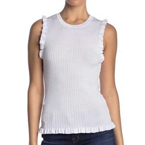 Laundry By Shelli Segal White Ribbed Tank Top